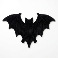 Bat Halloween Shaped Rug - Black Flocked Bat Bath Mat for Spooky Decor - White Background Product Photo