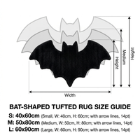 Bat Halloween Shaped Rug - Black Flocked Bat Bath Mat for Spooky Decor - Size Guide Chart