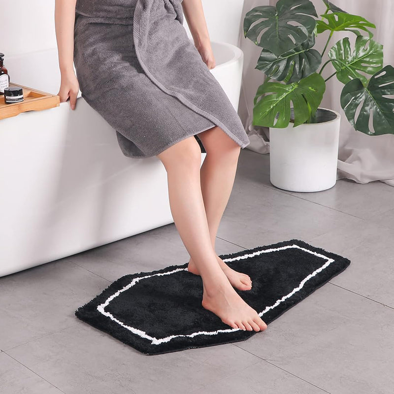 Coffin Gothic Halloween Bath Mat - Spooky Shaped Rug for Bathroom Decor - Flocked Bath Mat