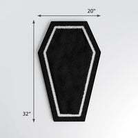 Coffin Gothic Halloween Bath Mat - Spooky Shaped Rug for Bathroom Decor - Flocked Bath Mat